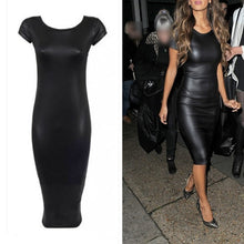 Load image into Gallery viewer, Women&#39;s PU Leather Dress Club Autumn Long Sleeve Dresses Pencil Stretch Fashion Hot Sale Black Solid Party Vestidos Dress