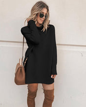 Load image into Gallery viewer, Long Sleeve Women&#39;s Knit Dress 2019 Autumn Winter Fashion Slim High Neck Lady&#39;s knit Pullover Solid Casual Loose Straight Dress