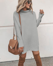Load image into Gallery viewer, Long Sleeve Women&#39;s Knit Dress 2019 Autumn Winter Fashion Slim High Neck Lady&#39;s knit Pullover Solid Casual Loose Straight Dress
