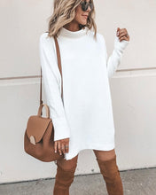 Load image into Gallery viewer, Long Sleeve Women&#39;s Knit Dress 2019 Autumn Winter Fashion Slim High Neck Lady&#39;s knit Pullover Solid Casual Loose Straight Dress