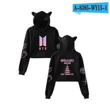 Load image into Gallery viewer, 2018 New Style BTS Stylish Related Should Aid Collective-Cat Ear Bare Midriff Hooded Hoodie
