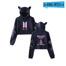 Load image into Gallery viewer, 2018 New Style BTS Stylish Related Should Aid Collective-Cat Ear Bare Midriff Hooded Hoodie