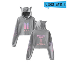 Load image into Gallery viewer, 2018 New Style BTS Stylish Related Should Aid Collective-Cat Ear Bare Midriff Hooded Hoodie