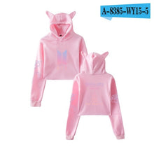 Load image into Gallery viewer, 2018 New Style BTS Stylish Related Should Aid Collective-Cat Ear Bare Midriff Hooded Hoodie