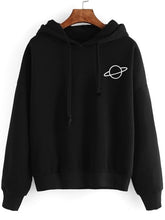 Load image into Gallery viewer, 2019 Autumn Women Hoodies Casual Planet Print Solid Color Loose Drawstring Sweatshirt Fashion Long Sleeve Hooded Female Tops