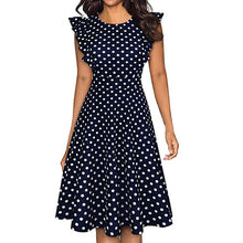 Load image into Gallery viewer, Sleeper #401 2019 NEW FASHION Women Vintage Dot Printed Ruffle Sleeveless Casual Cocktail Party Dresses casual hot Free Shipping